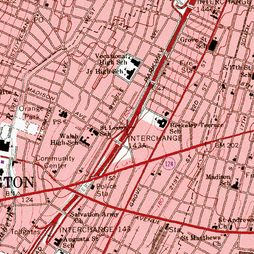 Topographic Map of Saint Leo's Church, NJ