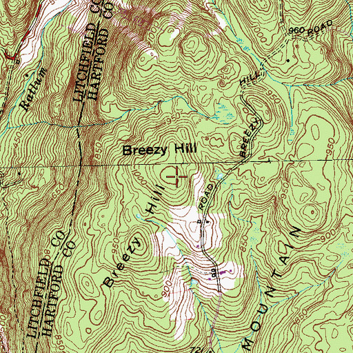 Topographic Map of Breezy Hill, CT