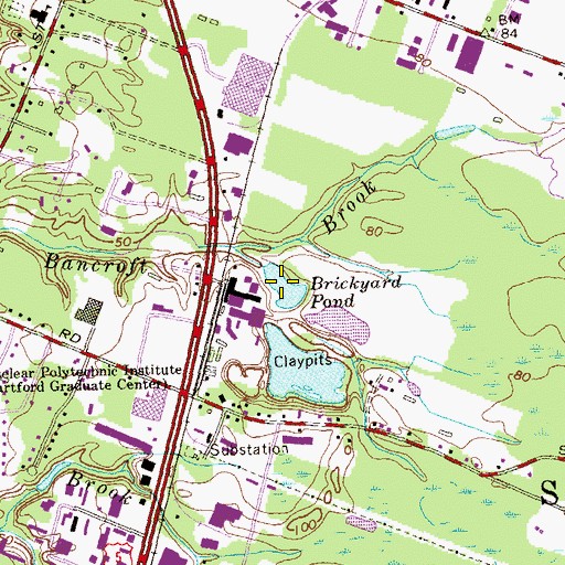Topographic Map of Brickyard Pond, CT