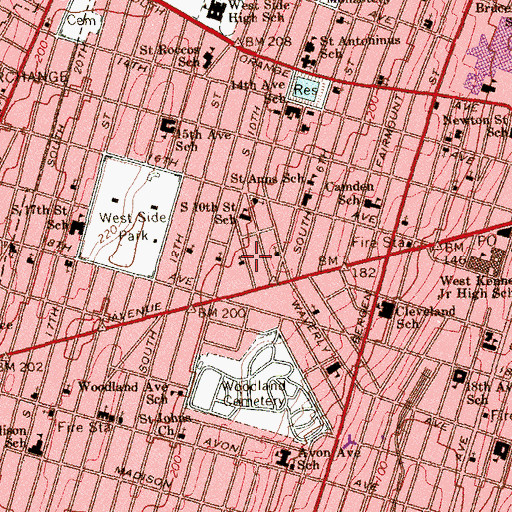 Topographic Map of Grace Reform Church, NJ