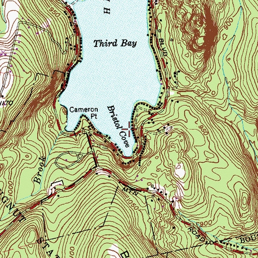 Topographic Map of Bristol Cove, CT