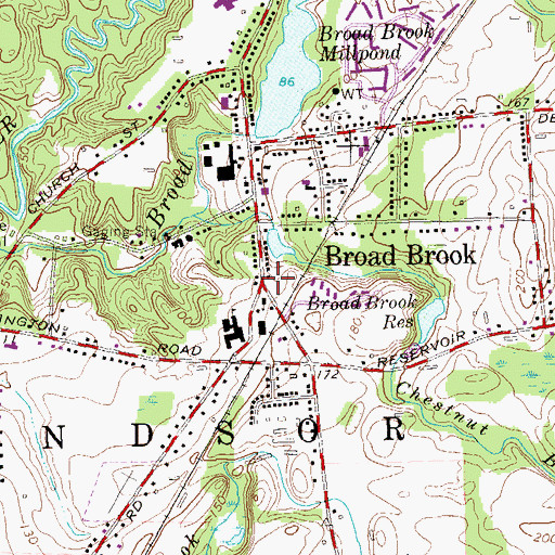 Topographic Map of Broad Brook, CT