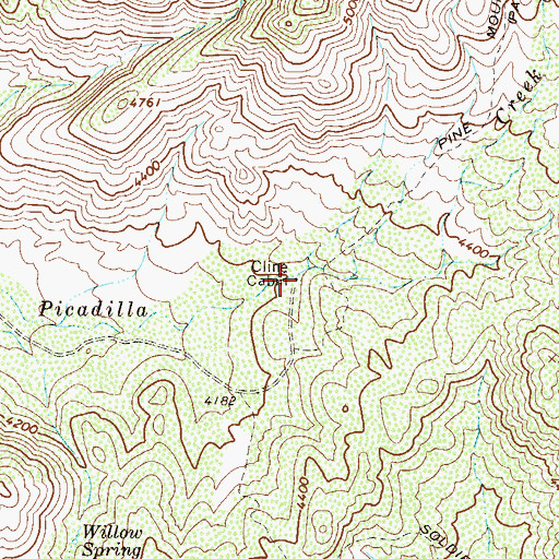 Topographic Map of Cline Trailhead, AZ