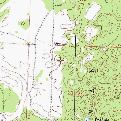 Topographic Map of Dunbar Barrens State Natural Area, WI