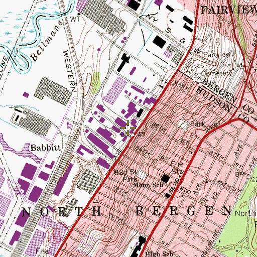 Topographic Map of Hudson County School of Technology - North Bergen Center, NJ