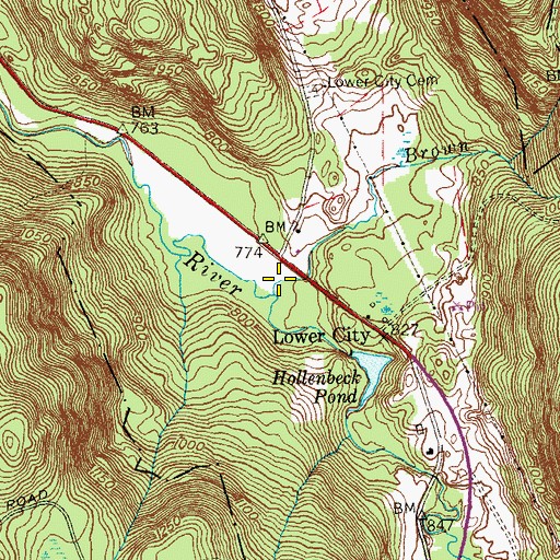 Topographic Map of Brown Brook, CT