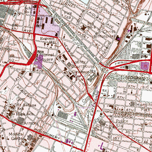 Topographic Map of Saint Joseph's Grammar School, NJ
