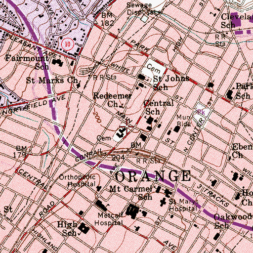 Topographic Map of First Presbyterian Church, NJ