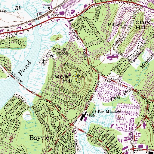 Topographic Map of Bryan Hill, CT