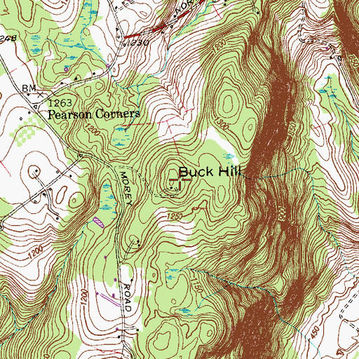 Topographic Map of Buck Hill, CT