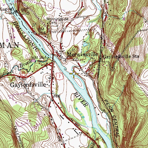 Topographic Map of Bull Mountain Brook, CT