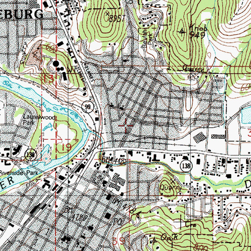 Topographic Map of Commercial Street Park, OR