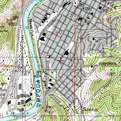 Topographic Map of Thompson Park, OR