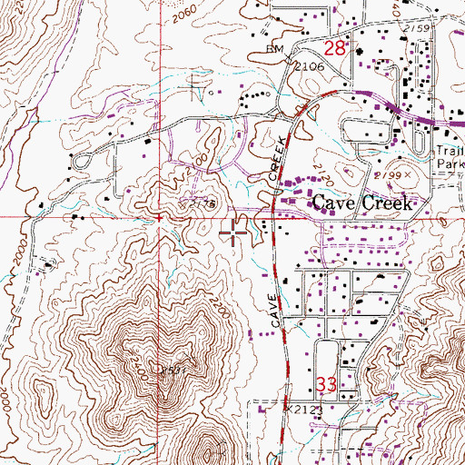 Topographic Map of Cave Creek Town Hall, AZ