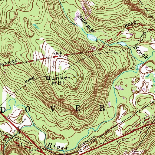 Topographic Map of Bunker Hill, CT