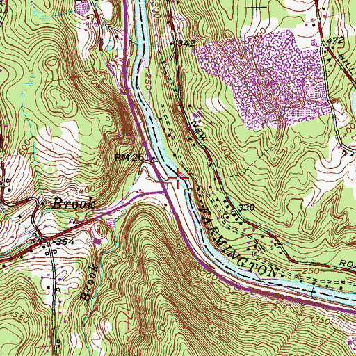 Topographic Map of Bunnell Brook, CT