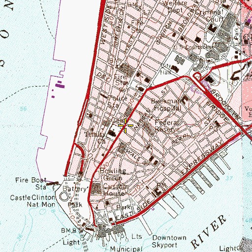 Topographic Map of Equitable Building, NY