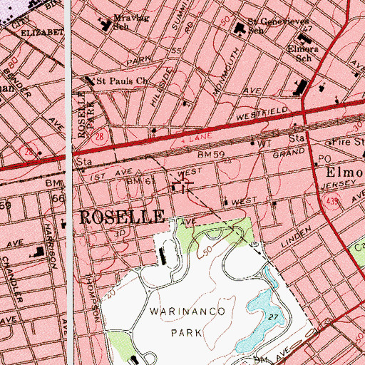 Topographic Map of Park Street Chapel, NJ