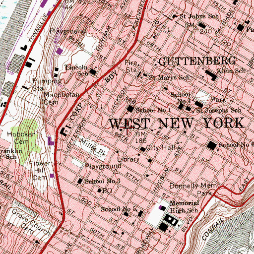Topographic Map of Gethsemane Baptist Church, NJ