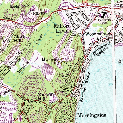 Topographic Map of Burwell Hill, CT