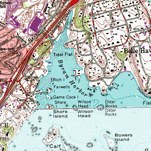 Topographic Map of Byram Harbor, CT