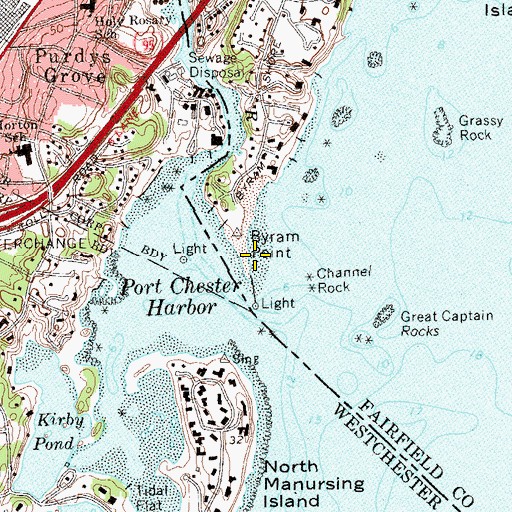 Topographic Map of Byram Point, CT