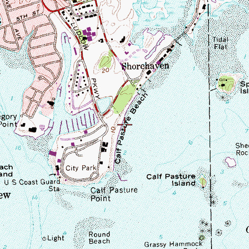 Topographic Map of Calf Pasture Beach, CT
