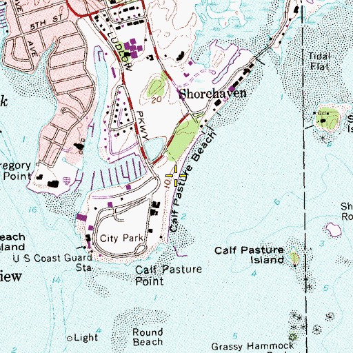 Topographic Map of Calf Pasture Beach, CT
