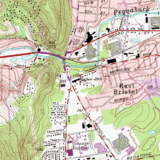 Topographic Map of Callen School, CT