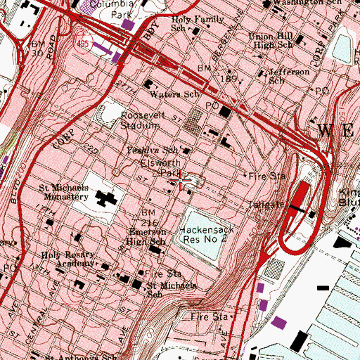 Topographic Map of Iglesia Metodista Unida, NJ