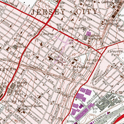 Topographic Map of Jersey City Deliverance Temple, NJ
