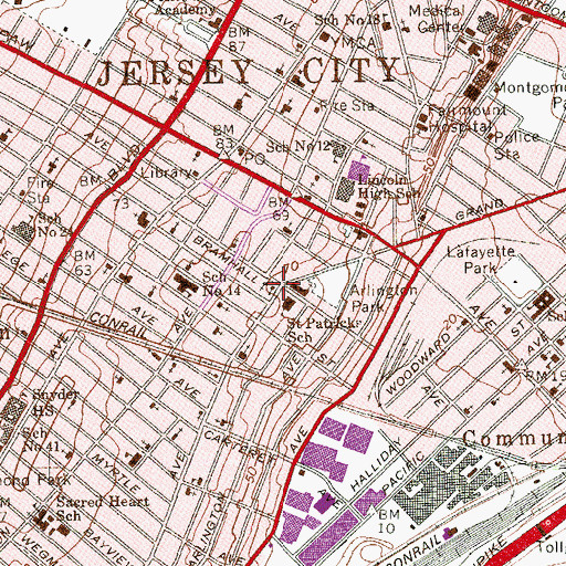 Topographic Map of Saint John Baptist Church, NJ