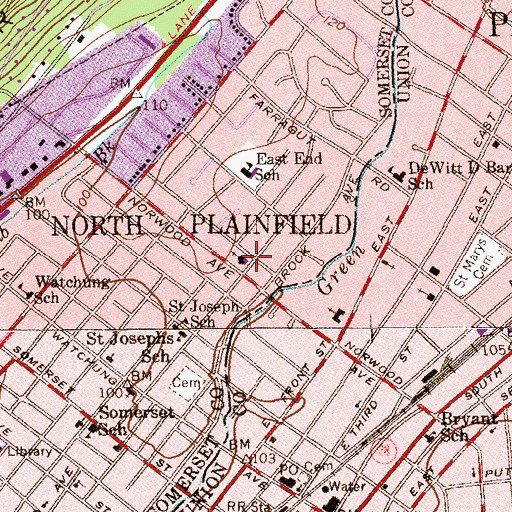 Topographic Map of Hydewood Park Baptist Church, NJ