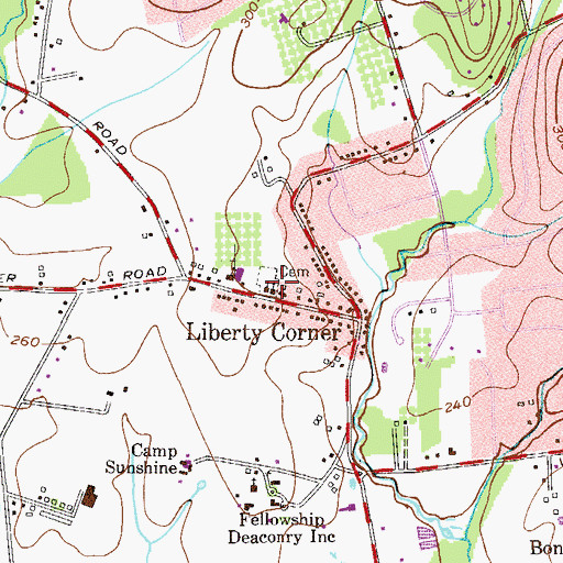 Topographic Map of Liberty Corner Presbyterian Church, NJ