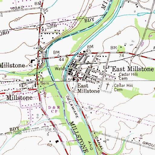 Topographic Map of East Millstone Methodist Church, NJ