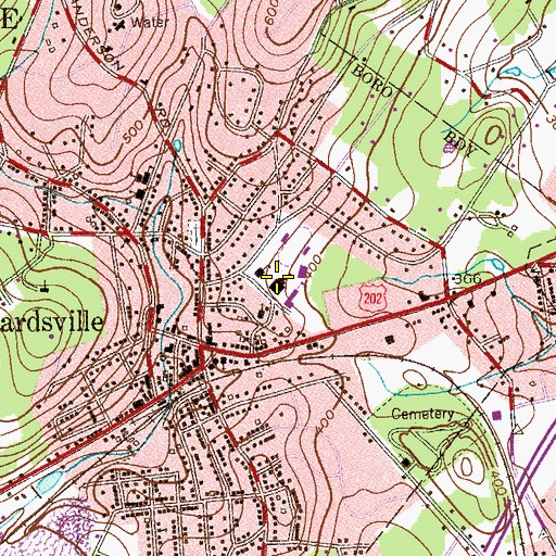 Topographic Map of Bernards High School, NJ
