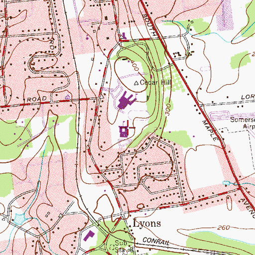 Topographic Map of Cedar Hill Elementary School, NJ
