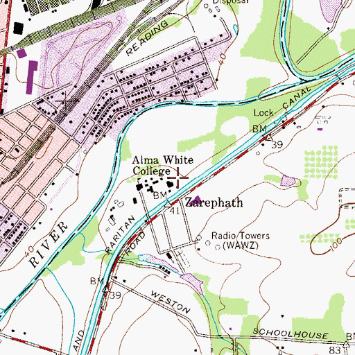 Topographic Map of Zarapheth Post Office, NJ