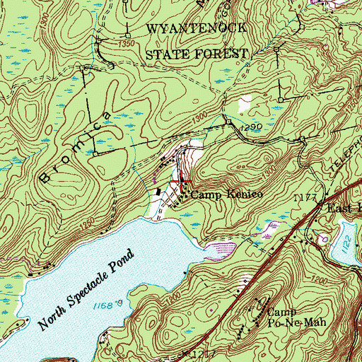 Topographic Map of Camp Kenico, CT