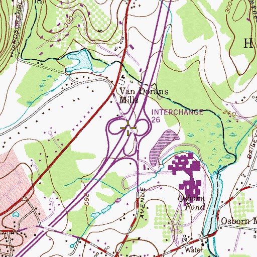 Topographic Map of Interchange 30, NJ