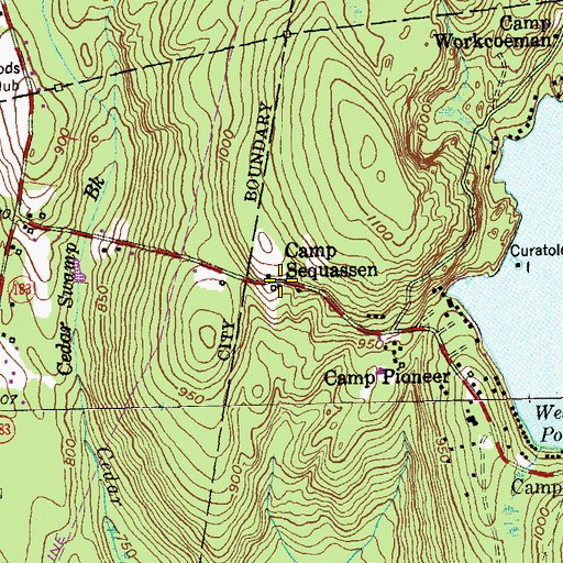Topographic Map of Camp Sequassen, CT