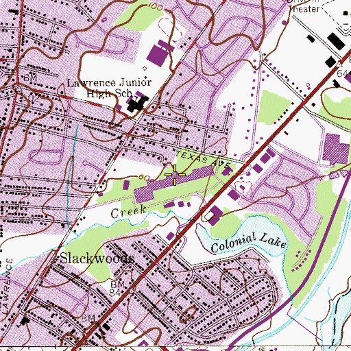 Topographic Map of Lawrence Shopping Center, NJ