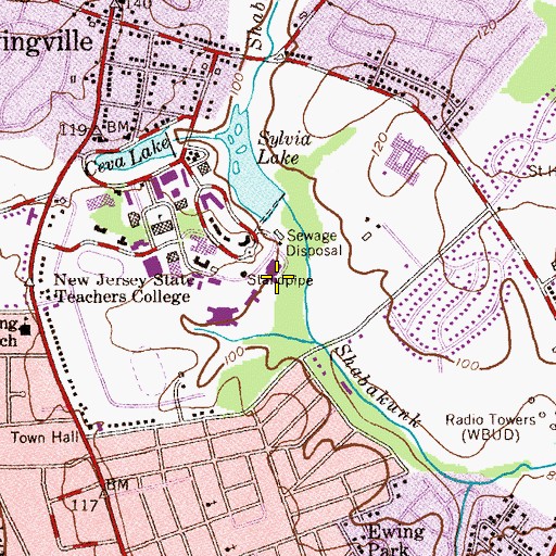 Topographic Map of Decker Hall, NJ
