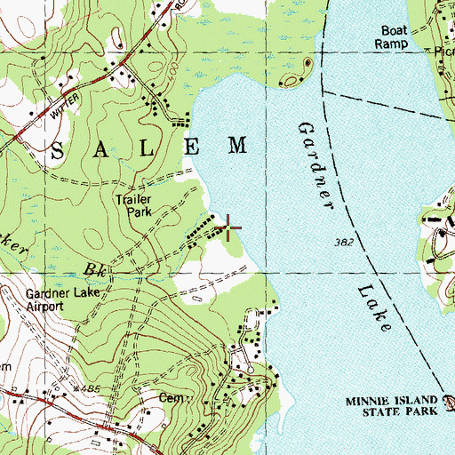 Topographic Map of Camp Winnapaw, CT