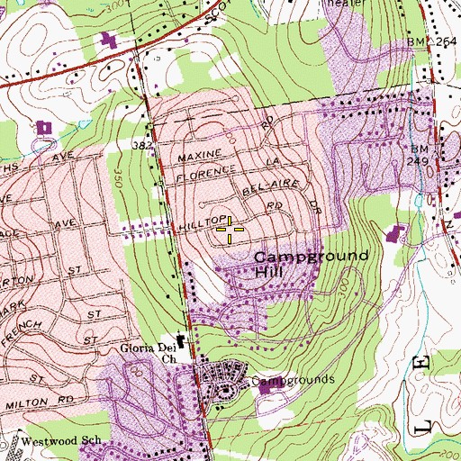 Topographic Map of Campground Hill, CT
