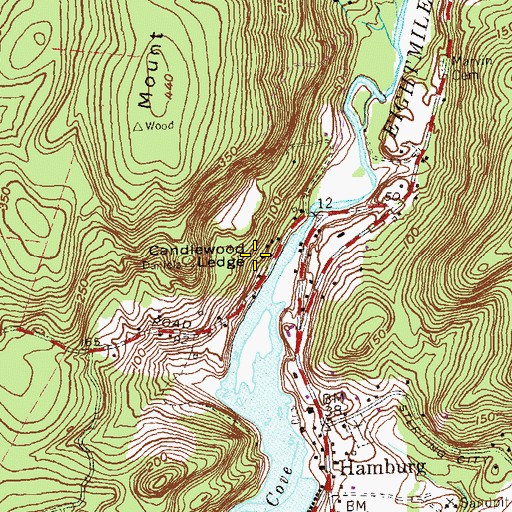 Topographic Map of Candlewood Ledge, CT