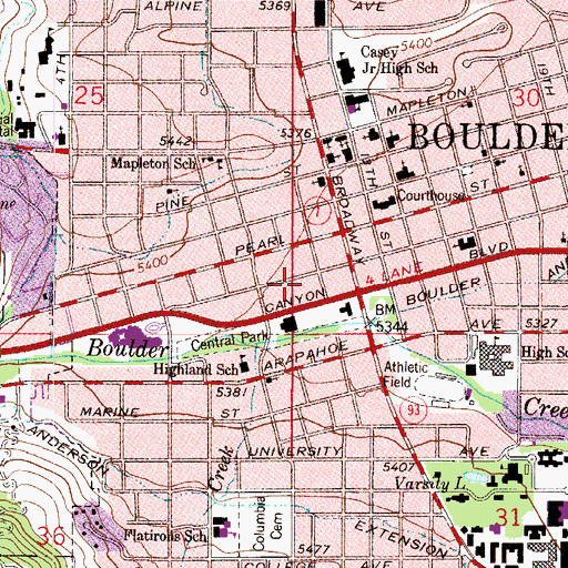Topographic Map of Federal Bureau of Investigation, CO