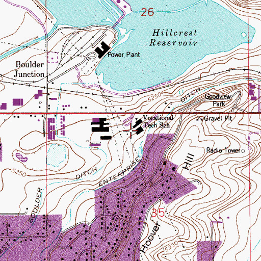 Topographic Map of Arapahoe Ridge High School, CO