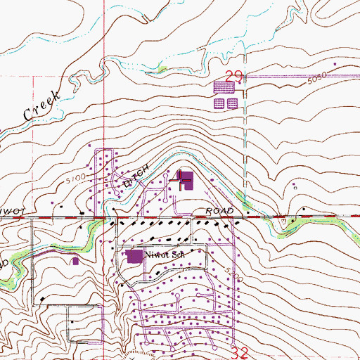 Topographic Map of Niwot High School, CO