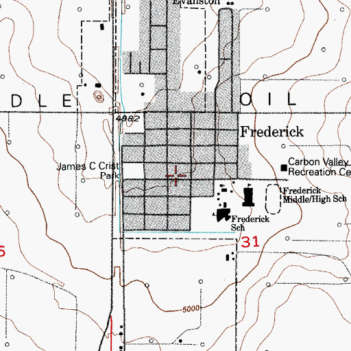 Topographic Map of Frederick Police Department, CO